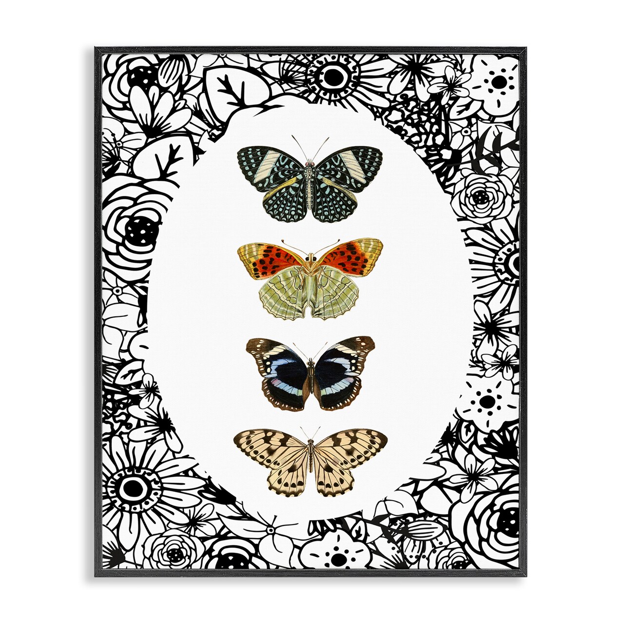 Stupell Industries Floral Butterfly Lineup Framed Giclee, design by Dan Meneely